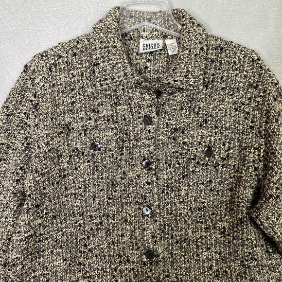 Chicos Sweater Jacket Women Sz 3 XL 16 Tweed Boucle Wool Mohair Blend Shacket - Picture 4 of 15